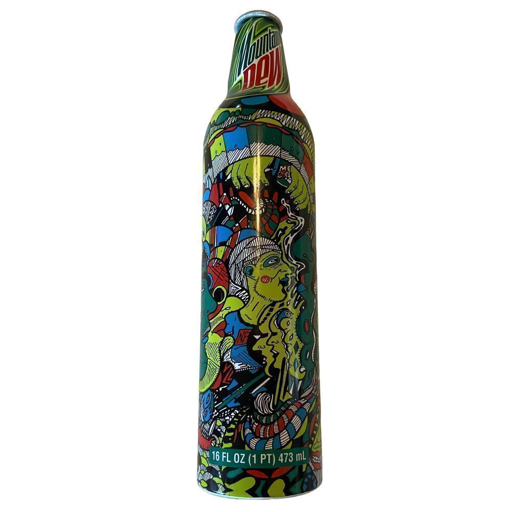 Mountain Dew Green Label Art Just Like Snowflakes 16oz Bottle 2008 empty